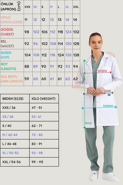 Pozitif Üniforma Palton alb pentru doctor cu guler clasic pentru femei, asistentă, farmacist, profesor, laborator - țesătură alpaca