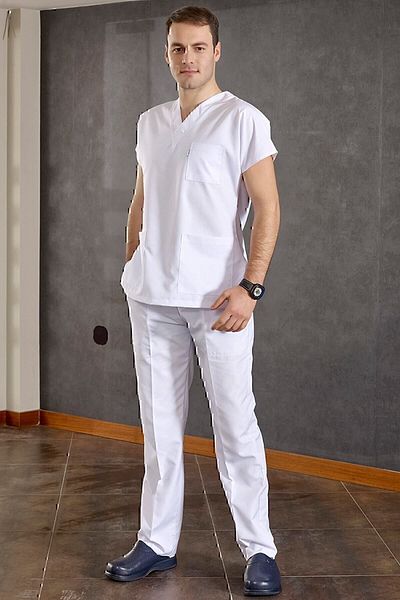 ÇİZGİ MEDİKAL Doctor Nurse Pantaloni albi de alpaca cu un singur fund
