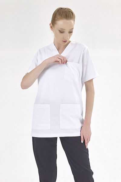 ÇİZGİ MEDİKAL Tricou alb Silva de lux Lycra Doctor Nurse (țesătură Lycra de lux de înaltă calitate)