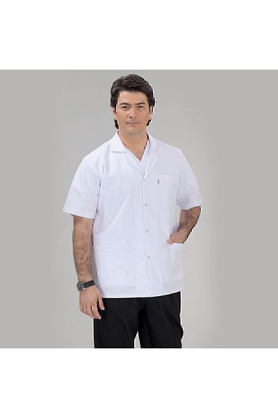 ÇİZGİ MEDİKAL Șorț scurt pentru bărbați cu guler clasic cu mânecă scurtă (țesătură Alpaka)