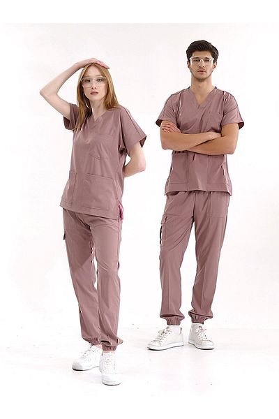 ÇİZGİ MEDİKAL Set uniform Lycra Dusty Rose