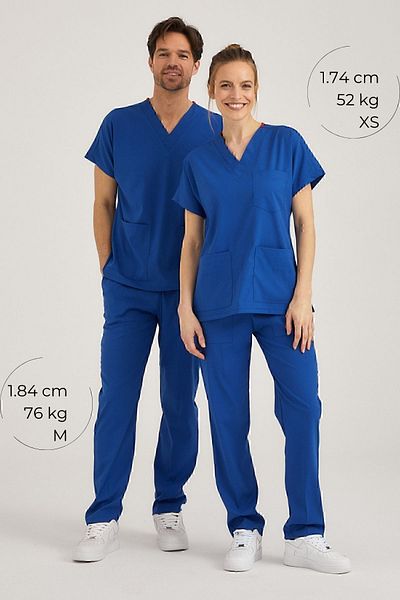 Pozitif Üniforma Saks Blue Positive Lycra Surgical Suit - Scrubs Jersey (Bottom+Top)