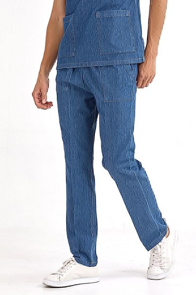 ÇİZGİ MEDİKAL Pantaloni medii cu un singur fund albastru denim (țesătură de blugi REAL)