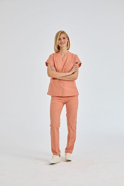 ÇİZGİ MEDİKAL Costum chirurgical Dr Greys Salmon Color Tericoton - țesătură fină (SUB-TOP)