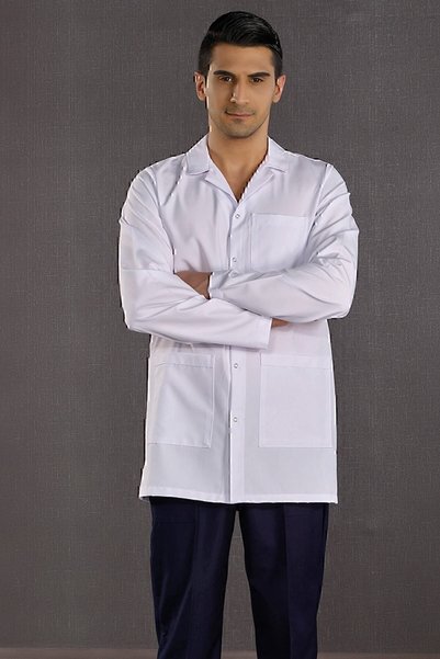 ÇİZGİ MEDİKAL Men's Classic Lapel Lab Coat Nurse Pharmacist Teacher Doctor - Alpaca Fabric