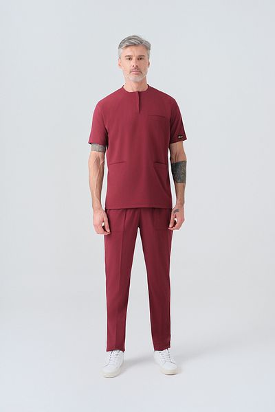 ÇİZGİ MEDİKAL Burgundy Cool Best Lycra Scrubs Costum Uniformă de doctor asistentă din țesătură flexibilă reversibilă