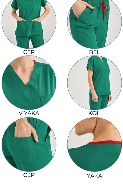 Pozitif Üniforma Operating Room Green Lycra Nurse Jersey Bottom Top Surgical Team Scrubs Uniform Surgical Jersey