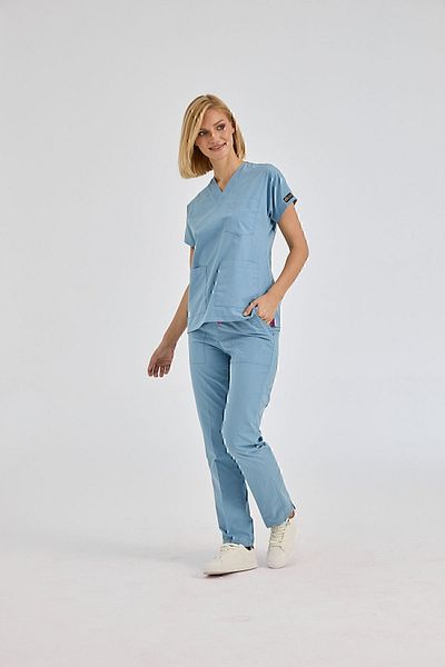 ÇİZGİ MEDİKAL Dr Greys Grey Terikoton Smoke - Tricou pentru medic și asistentă (ALT-UP) Costum chirurgical cu țesături subțiri