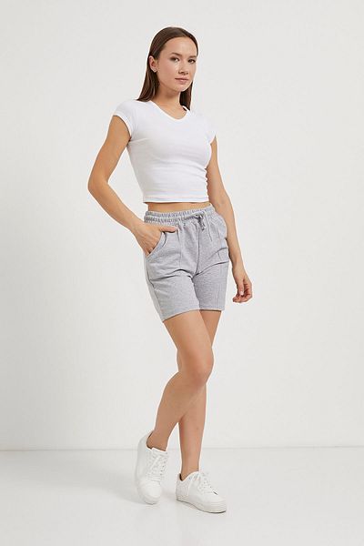 Arma Life Women's Elastic Waist Summer Two Thread Gray Mini Shorts