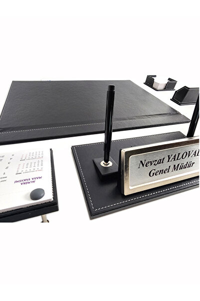 prozenis Black Calendar Name Tag Desk Set 8 Pieces Pr1608