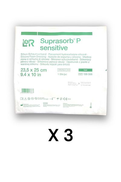Lohmann & Rauscher Suprasorb P Sensitive 5-Layer Silicone Foam Wound Cover for Heel 23.5 X 25 cm - 3 Pieces