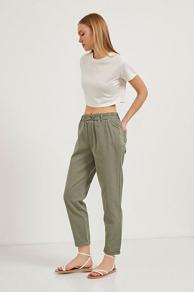 Arma Life Pantaloni kaki largi pentru damă, cu talie elastică, cu două picioare