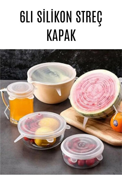 6LI SİLİKON TAZE TUTAN GIDA KORUMA SAKLAMA STREÇ KAPAĞI SETİ