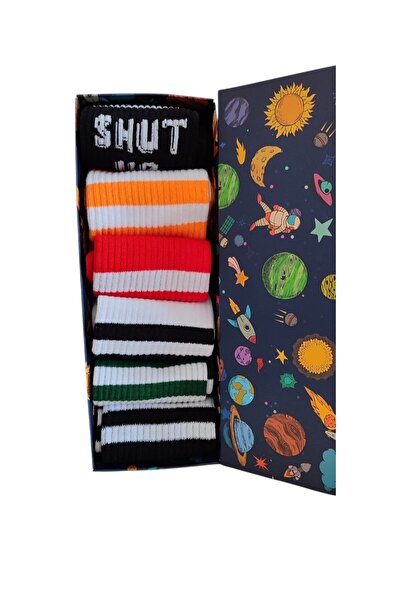 FAMEMUS ACCESSORY 6 أزواج من جوارب التنس الملونة المزخرفة في صندوق خاص، جوارب...