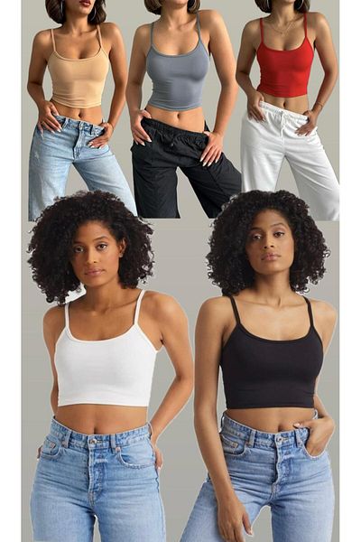 The Base Women's Advantageous 5-Pack Crop Top with Rope Strap