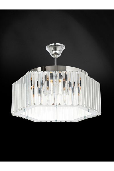 M Mediyamu Aydınlatma Hexagonal Crystal Stone 40 cm Pendant Lamp Silver Living Room Kitchen Hall Room Chandelier