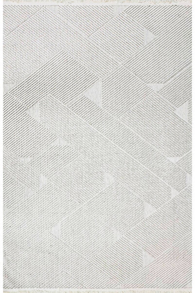 Halıstores Bohem Etnik Desenli Krem İskandinav Makine Halısı Bukle Bh 11