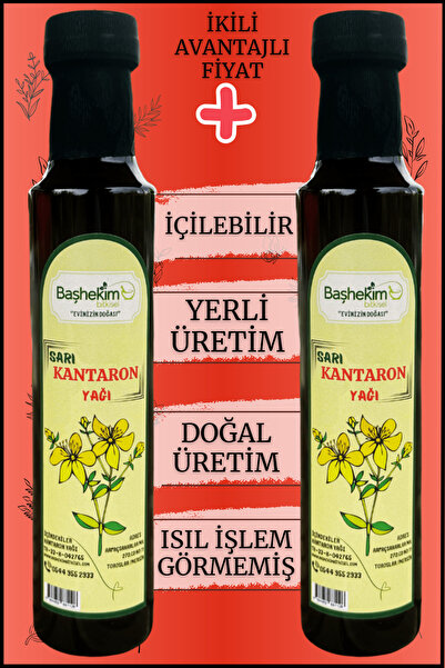 Sarı Kantaron Yağı 250 Ml Doğal Üretim İçilebilir Yerli Üretim Isıl İşlem Görmemiş 2'Li