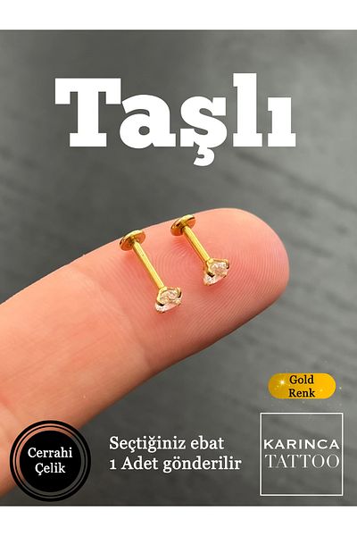 Karınca Piercing Rhinestone Piercing Gold or Silver Lip Cartilage Helix Conch Flat Ear Nose Labret Tragus Piercing