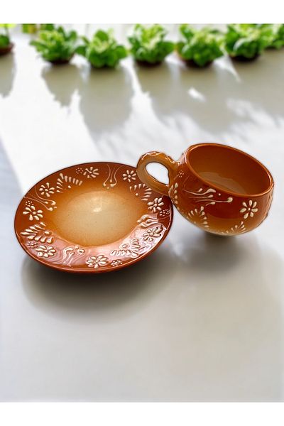 Artistic Quality Decorative Stylish Design Fully Handmade Brown 1 Person Coffee Cup