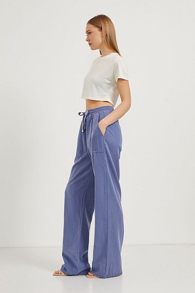 Arma Life Pantaloni Palazzo albaștri cu talie elastică pentru femei