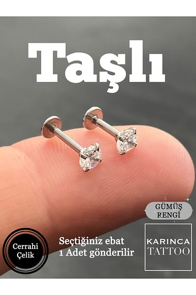 Karınca Piercing Rhinestone Piercing Gold or Silver Lip Cartilage Helix Conch Flat Ear Nose Labret Tragus Piercing