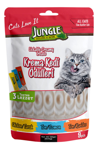 Jungle 14 GR *9'LU KREMA KEDİ ÖDÜL MAMASI MİX 12'Lİ