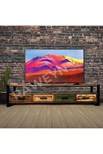 deryawood Raweyn Doğal Ahşap Çekmeceli Tv Ünitesi -ceviz Pürüzsüz-180x43x55 Cm