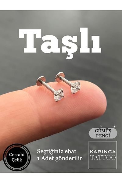 Karınca Piercing Rhinestone Piercing Gold or Silver Lip Cartilage Helix Conch Flat Ear Nose Labret Tragus Piercing