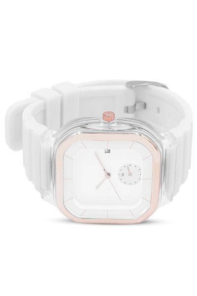 PEARL 6254 Fashionable Solid Square Watch for Women - White