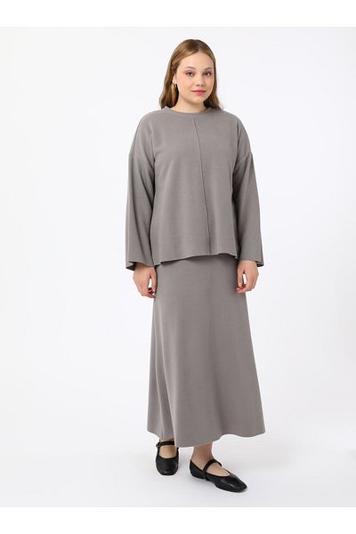 ALİA Κοστούμι φούστας Soft Textured Plus Size - Σκούρο γκρι - Alia