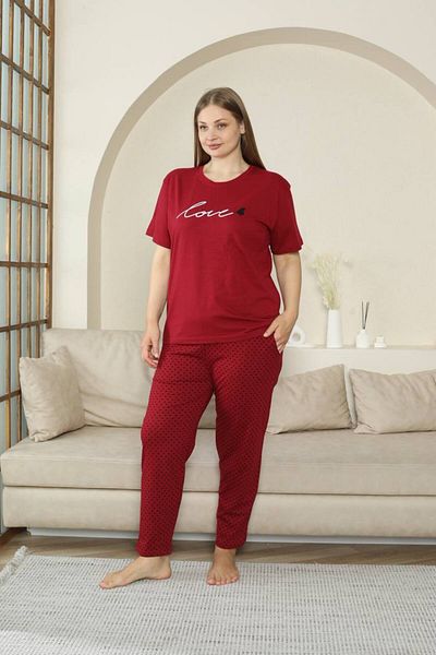 shopshop Women's 100% Cotton Oversize Large Size Short Sleeve Summer Pajama Set