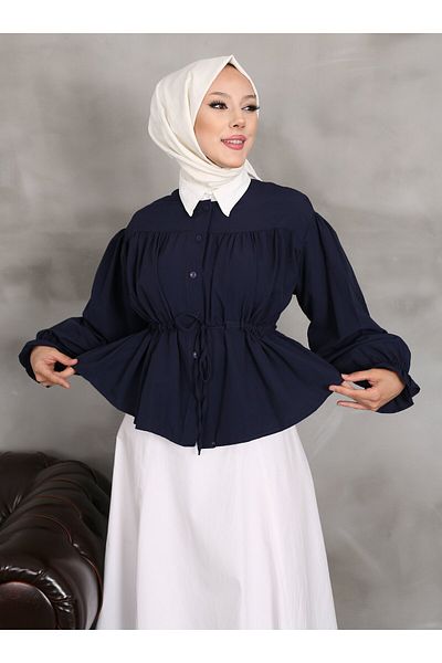 VAV Μπλούζα Navy Blue Vav Gathered