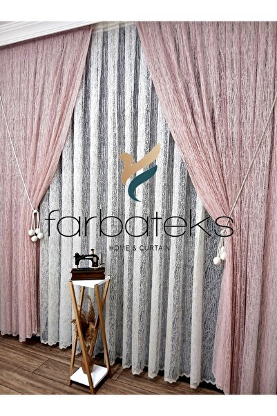 farbateks Pudra Camkırıgı Sağ/Sol İç Tül Takım Tül Fon Perde