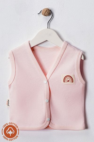 Miniel Unisex Baby Crest Detailed Organic Cotton 3-6-9 Months 2-Piece Combed Cotton Baby Vest Set