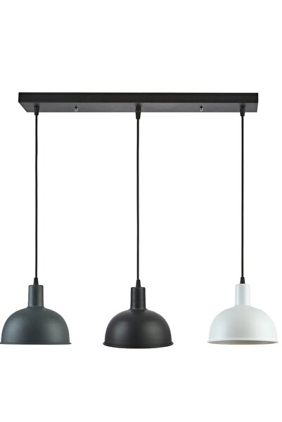 Modavize Marley Modern Dekoratif Cafe-mutfak Salon Antrasit Beyaz Siyah Renk 3 Lü Sıralı Sarkıt Avize