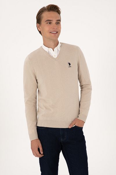 U.S. Polo Assn. Men's Stone Melange Basic Sweater 50288881-Vr225