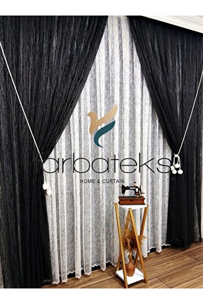 farbateks Gray Anthracite Smoked Glass Right/Left Interior Tulle Set Tulle Background Curtain