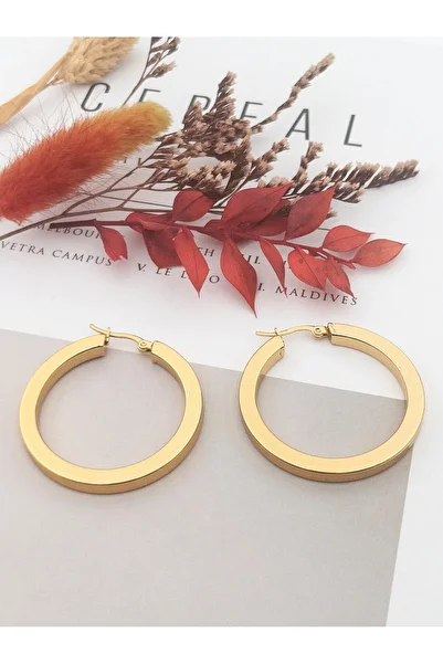 Siya Silver Non-Tarnish Steel Light Square Hoop Earrings - 4 cm