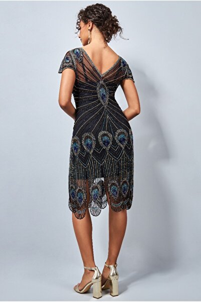 GATSBYLADY LONDON Alluring Amelia Black Flapper Dress