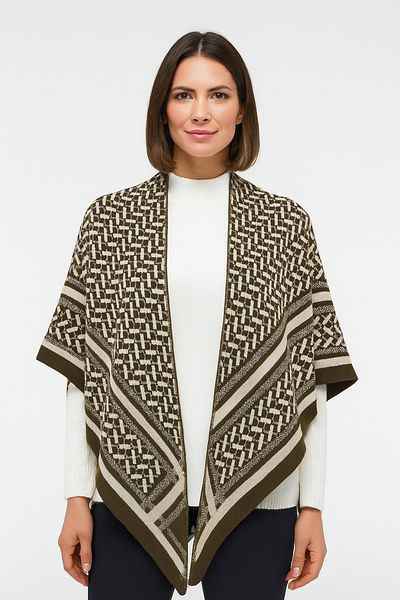 Sebir Moda Patterned Knitwear Triangle Shawl