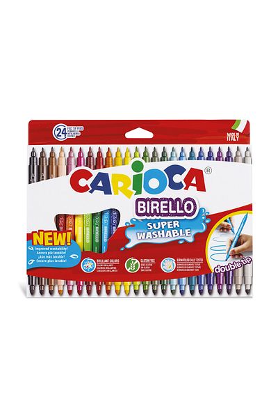 CARIOCA Birello Super Washable Double Tip Felt Tip Pen 24 Colors (41521)