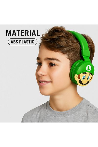 Generic Mario Wireless Bluetooth Kids Headphones (GREEN) – Safe Volume Limit, All-day Comfort, Tf Slot