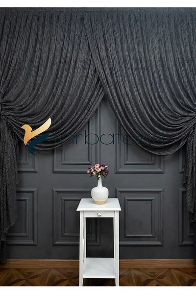farbateks Anthracite Gray Double Breasted Curtain Models Yanki Tulle Theater Curtain Glass Broken Model
