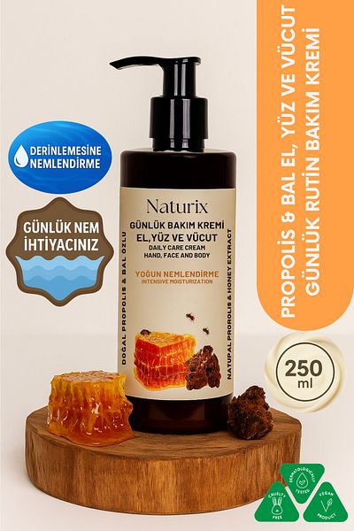 Naturix كريم العناية بخلاصة البروبوليس والعسل 250 مل - لوشن مرطب وإصلاح الجسم
