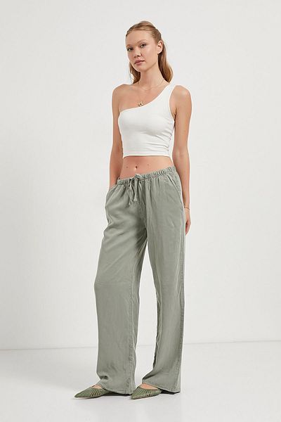Arma Life Women's Casual Loose Khaki Baggy Trousers with Elastic Waist