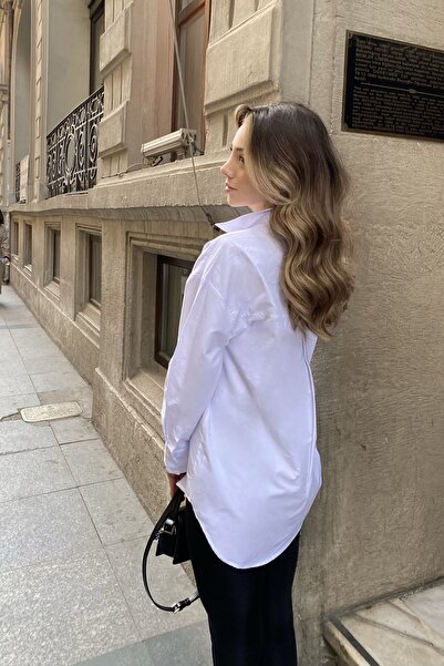 la & vetta Λευκό πουκάμισο Oxford Oversize