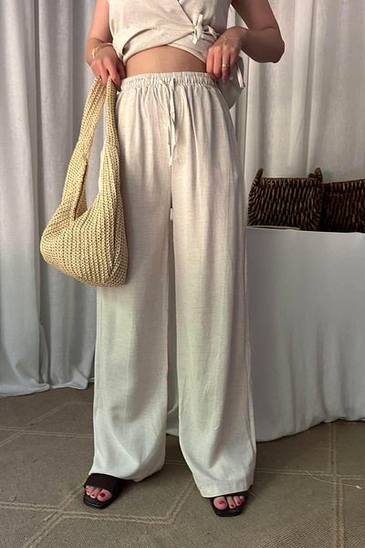 lizge giyim Linen Trousers - Elastic Waist