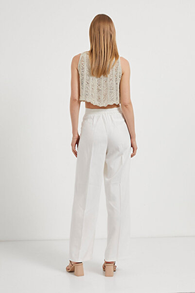 Arma Life Women's Premium Pleated Basic White Palazzo Trousers