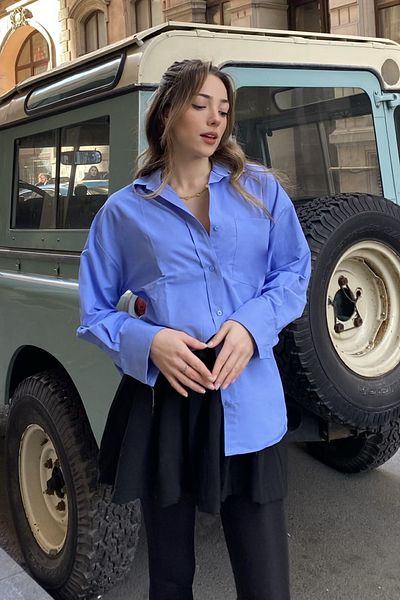 la & vetta Cămașă oversize Oxford Blue Baby